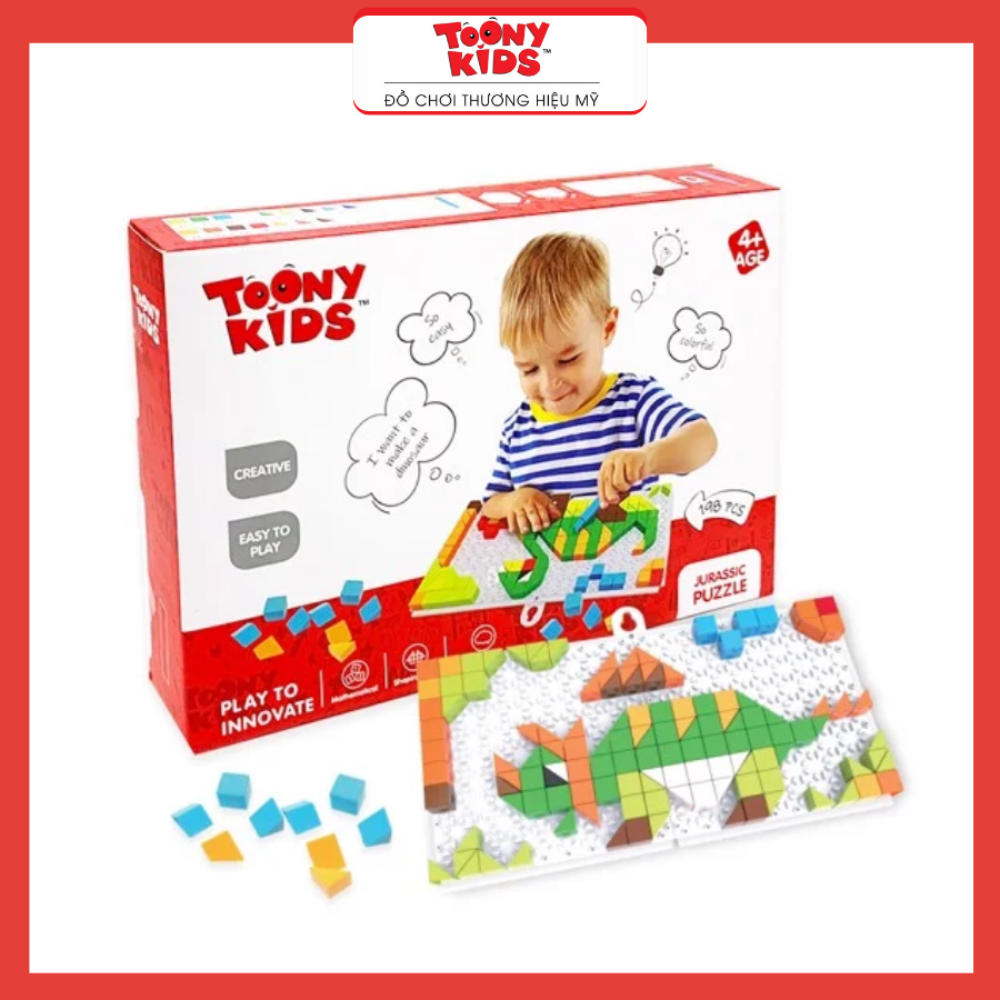 Đồ Chơi Bộ Tranh Xếp Nút TOONYKIDS - Đồ Chơi Thông Minh Cho Bé - JURASSIC PUZZLE TN011