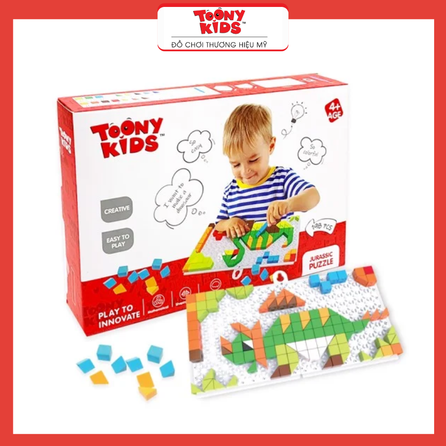 Đồ Chơi Bộ Tranh Xếp Nút TOONYKIDS - Đồ Chơi Thông Minh Cho Bé - JURASSIC PUZZLE TN011