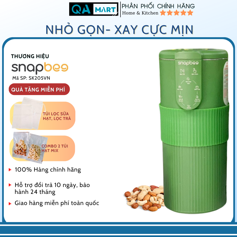 Máy làm sữa hạt mini Snapbee SK-205VN- dung tích 300ml 5 chức năng tiện lợi - Hàng chính hãng