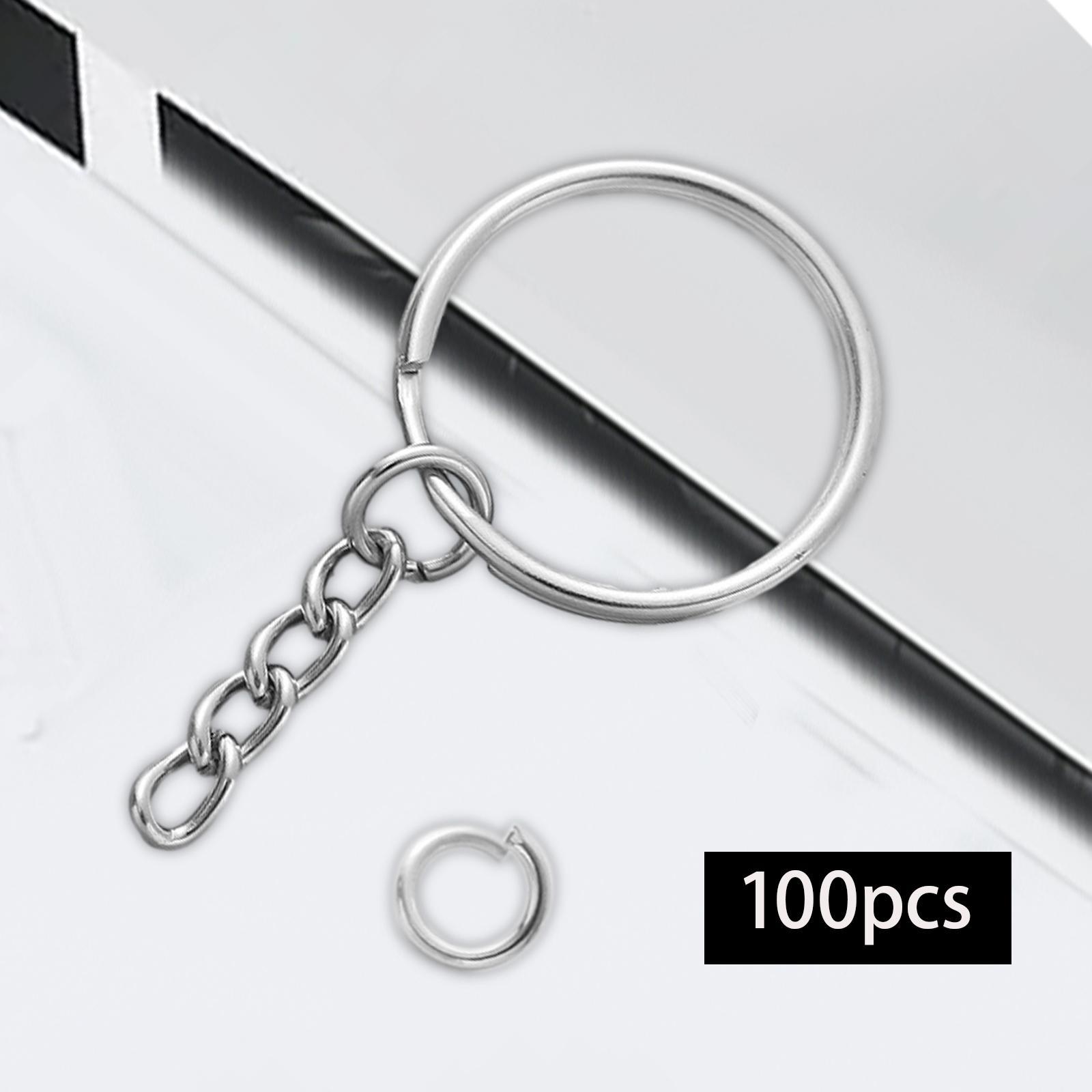 100x Split Key Chain  with Chain Decoration 25mm Holiday Metal Key Rings