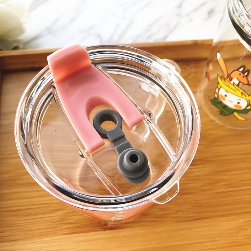 Cốc tập uống sữa cho bé 400ml có chia vạch, kèm ống hút và nắp đậy