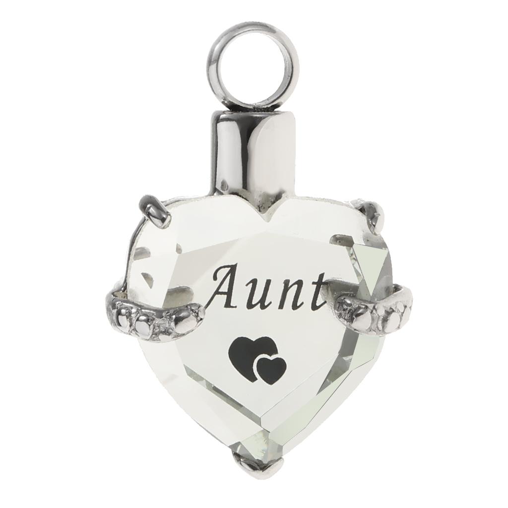 Crystal Love Heart Cremation Jewelry Ash Urn Pendant Keepsake for Chain Necklace
