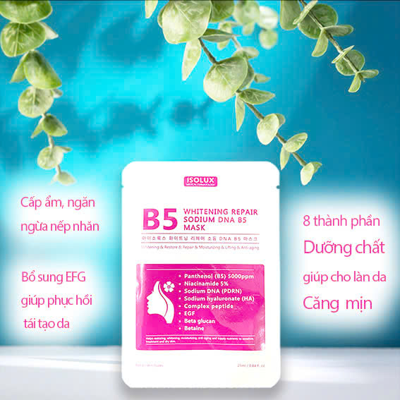 Mặt nạ ISOLUX Whitening repair sodium DNA B5 mask Hàn Quốc 25ml hạn 2027 - dưỡng trắng cấp ẩm phục hồi da
