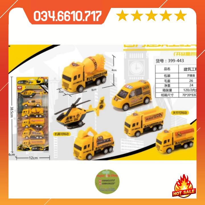 Set 6 ô tô mô hình công trình xây dựng cho bé, đồ chơi cho bé thoả sức sáng tạo