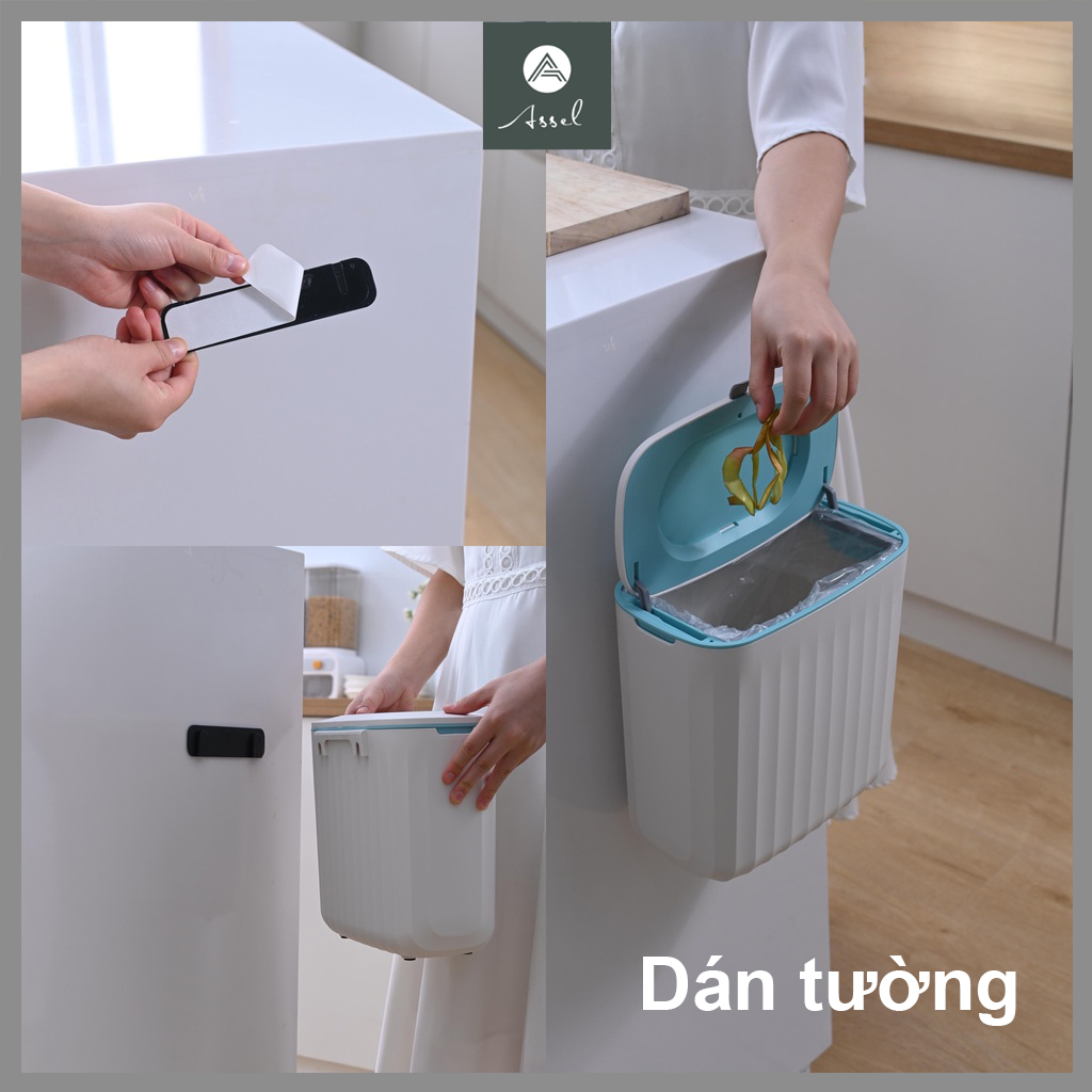 Thùng Rác Thông Minh ASSEL Treo Tủ Bếp, Treo Tường Nhà Vệ Sinh Inox 304 Cao Cấp Tinh Tế Sang Trọng