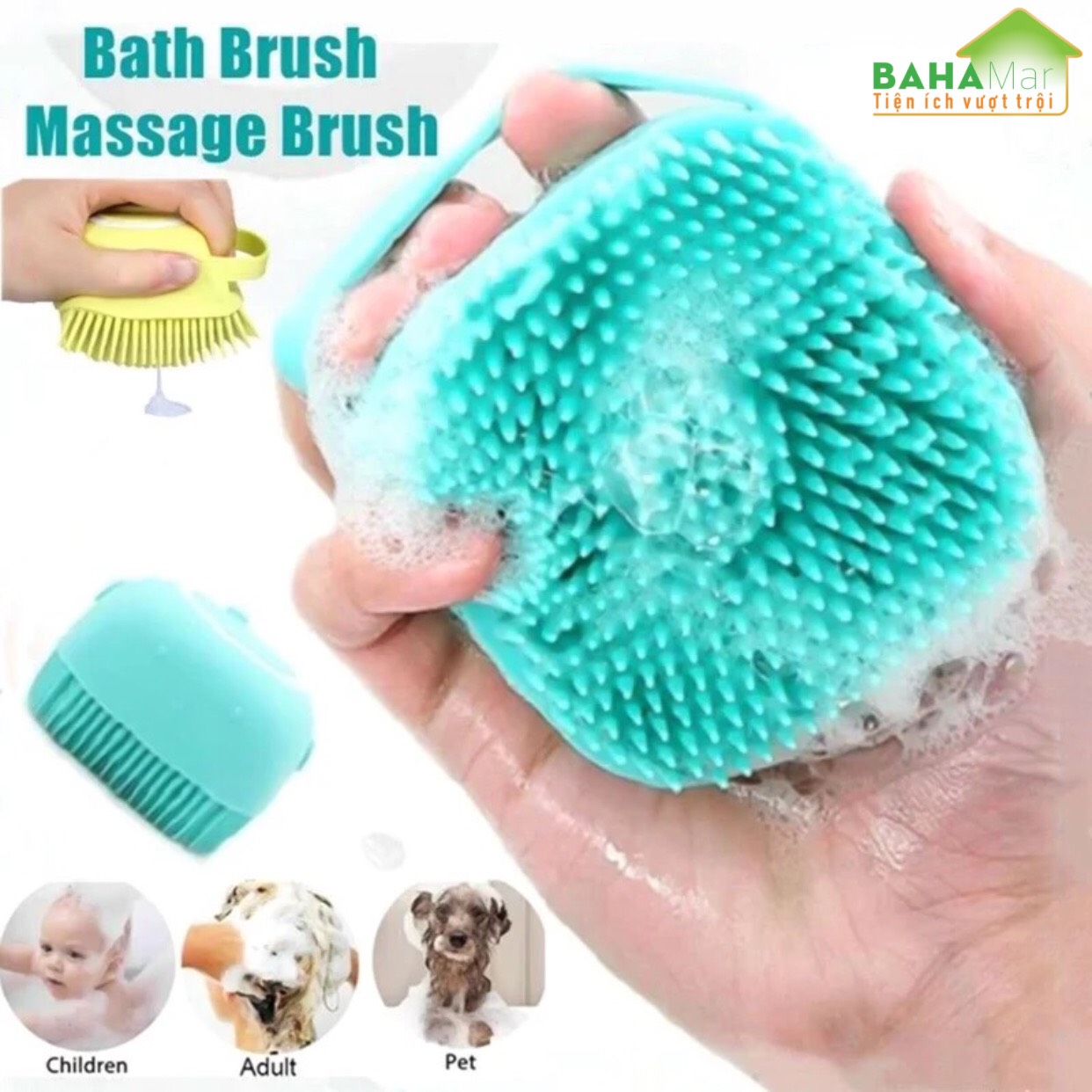 BÀN CHẢI TẮM SILICONE MỀM MASSAGE TẨY DA CHẾT CÓ NGĂN CHỨA SỮA TẮM