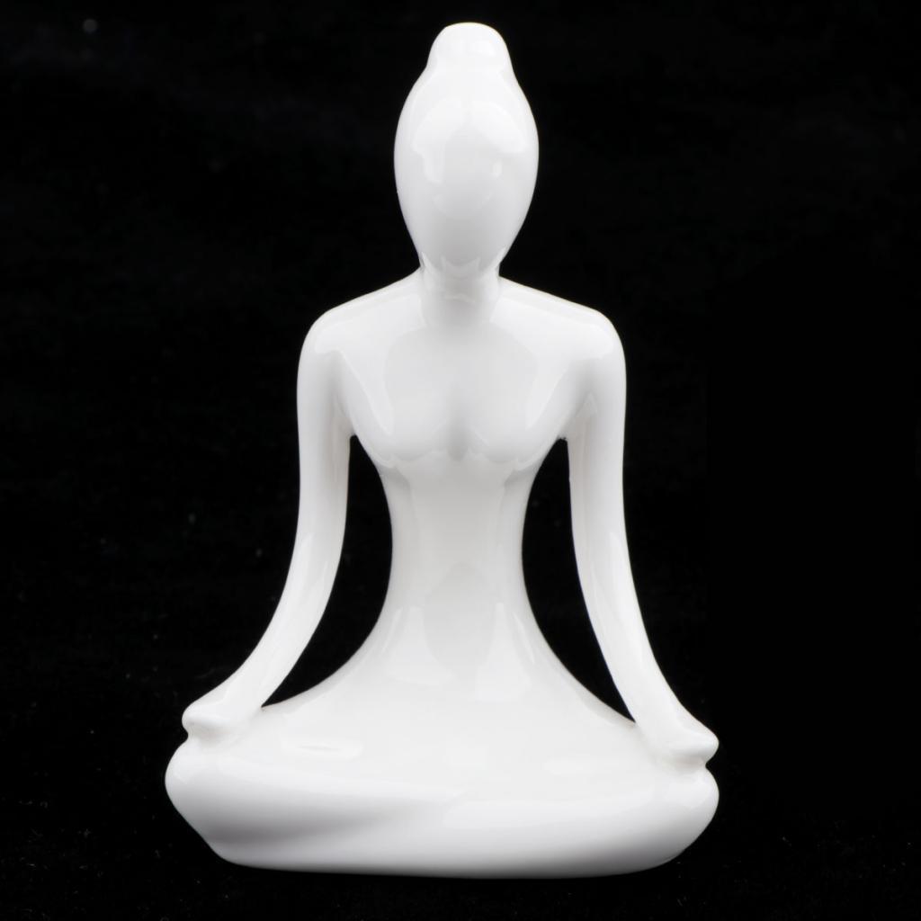 2pcs Ceramic Yoga Figure Ornament Statue Sculpture