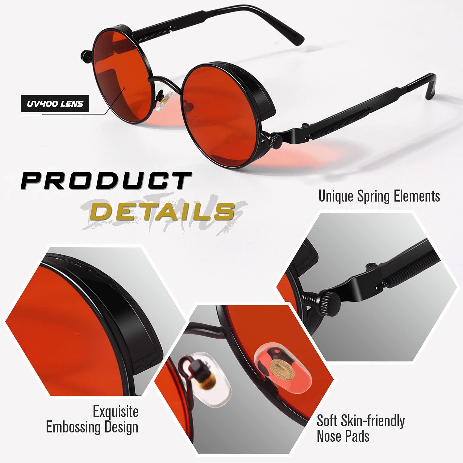 Kính mát gọng kim loại phong cách khoa học viễn tưởng tròn phân cực cho nam và nữ