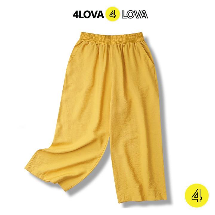 Quần lửng ống rộng culottes 4LOVA chất vải đũi xước cao cấp thoáng mát diện hè cho nữ