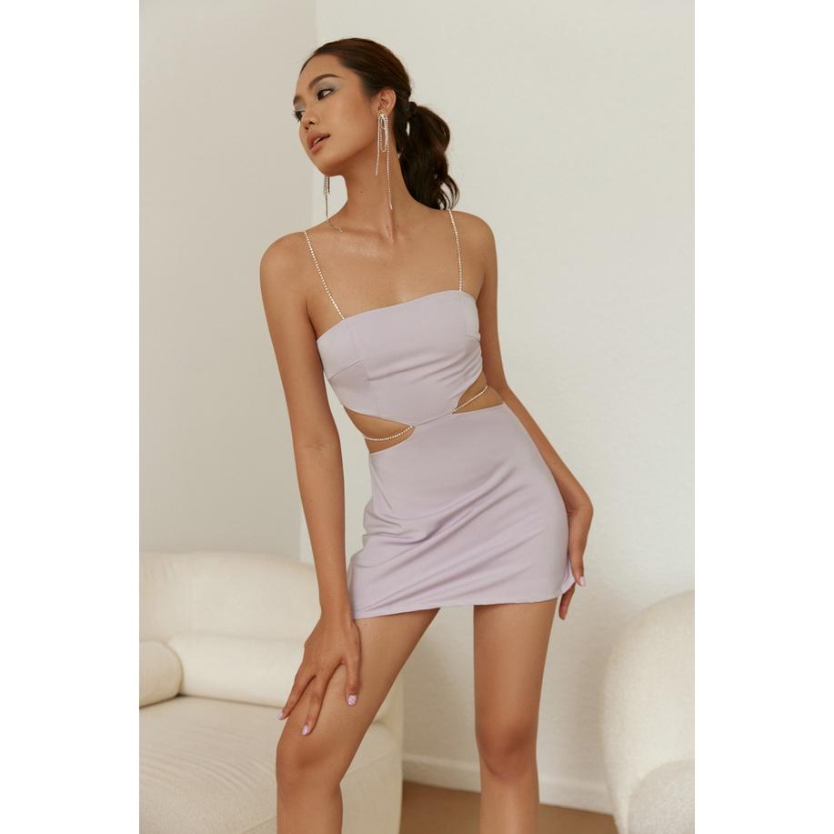Nene Clothing - Đầm xẻ eo cúp ngang, dây đá