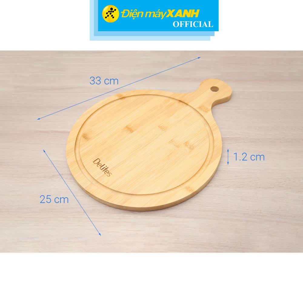 Thớt tre thái tròn có tay cầm 25 cm Delites 19102503-1 - Hàng Chính Hãng
