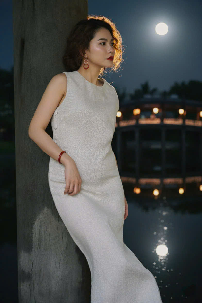 Đầm Suông Xẻ Tà Linen Lanh thời trang thiết kế Hity Dre223