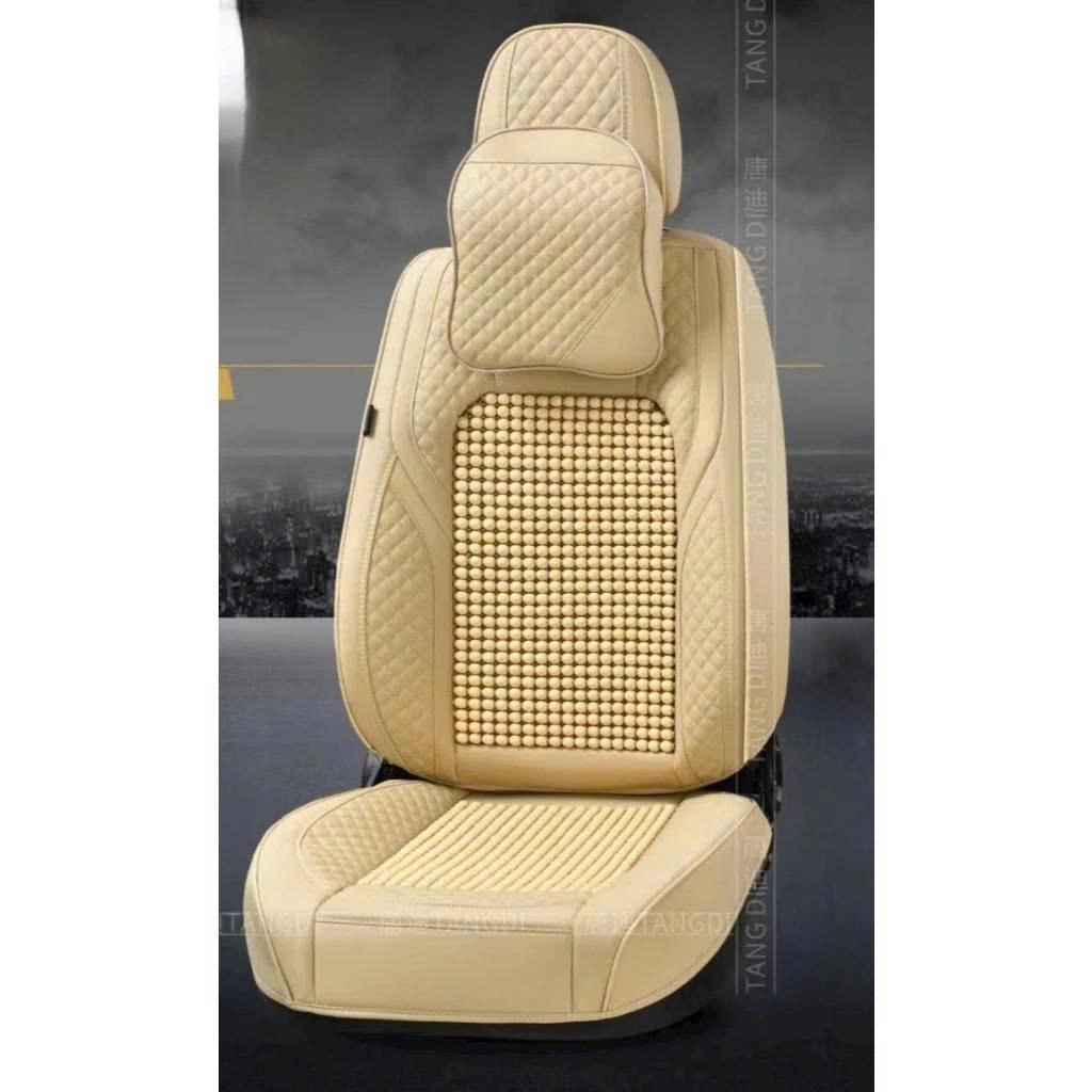 Bộ 5 áo ghế, bọc ghế ô tô hạt gỗ full xe hàng trước + hàng sau , massage tản nhiệt( tạng 2 gối)