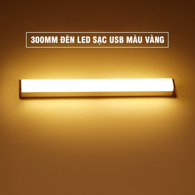 Đèn Cảm Ứng Dán Tường LED Vàng công suất 3W Chiếu Sáng 30cm, sạc pin USB