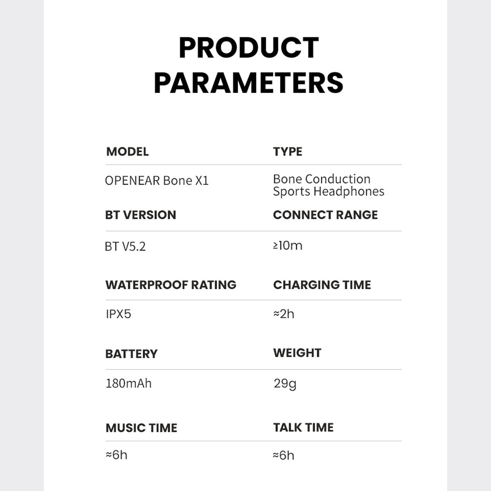 Headphone Open Ear Headphones Portable Earphone for Travel Hiking Workout