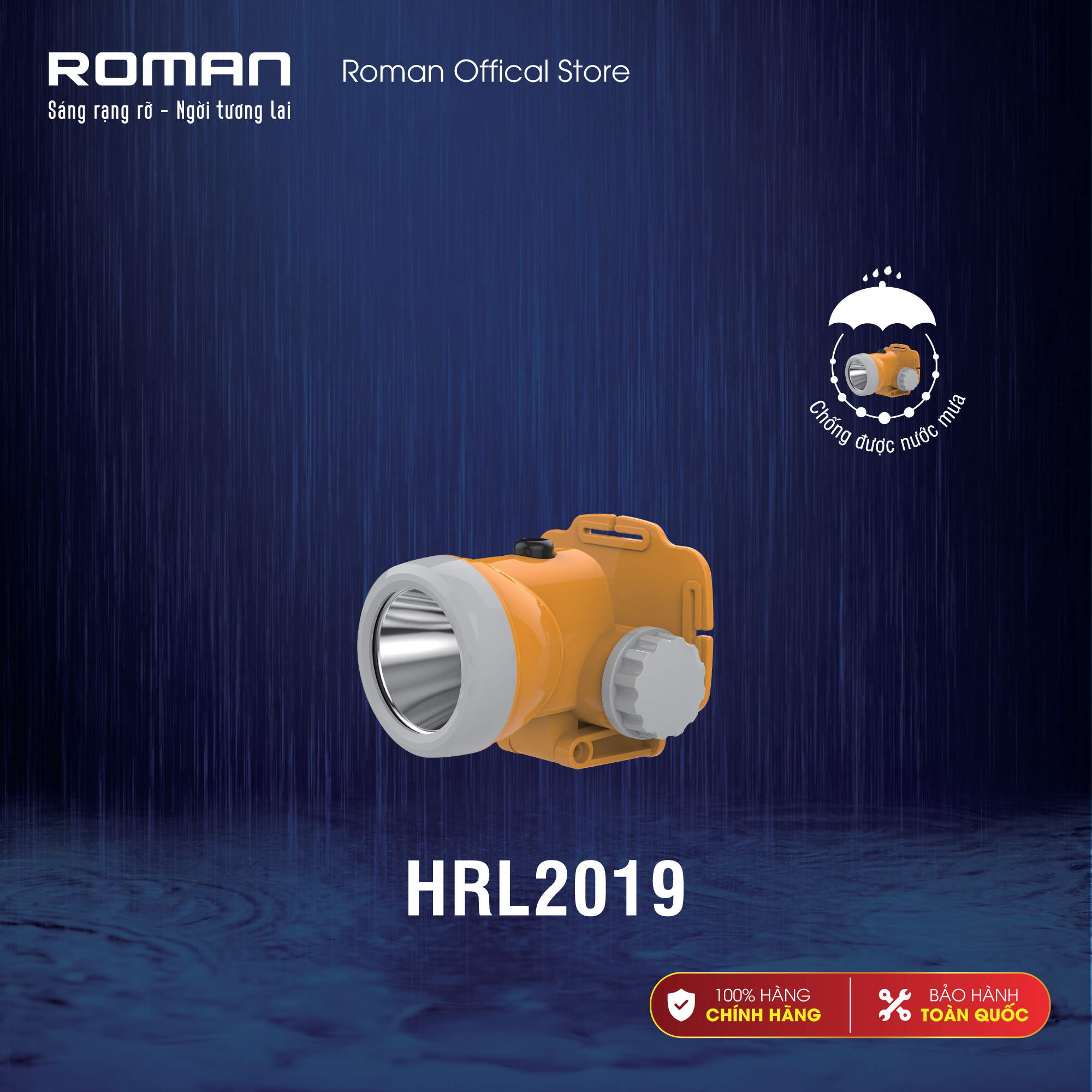 Đèn sạc đội đầu có khả năng chống nước mưa chính hãng Roman ELE2019 - Thắp sáng liên tục đến 8 giờ sử dụng với 2 dòng ánh sáng ấm hoặc trắng