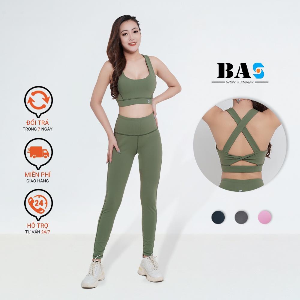 Set đồ tập gym yoga aerobic bra xoắn lưng cá tính phối legging nâng mông - S40023