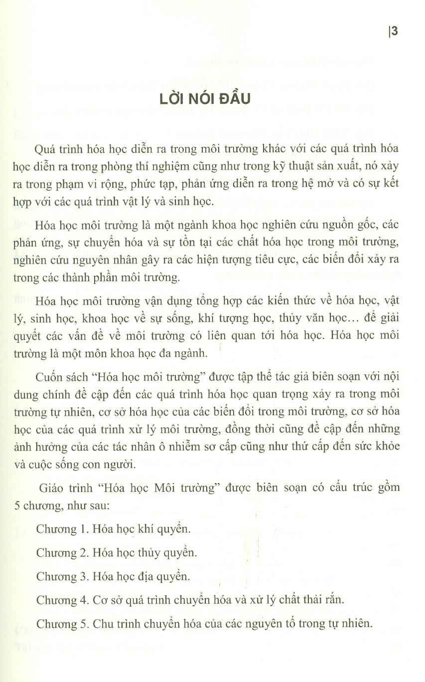 Giáo Trình Hóa Học Môi Trường