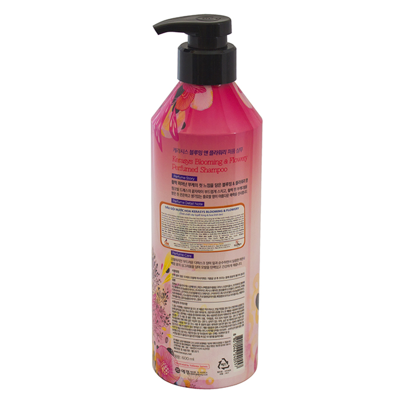 Dầu gội nước hoa Kerasys Blooming &amp; Flower hương tuyết tùng và linh lan Hàn Quốc 600ml + Móc khoá