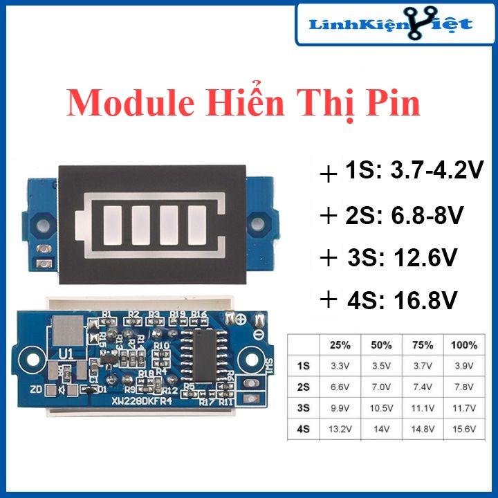 Mạch hiển thị mức năng lượng pin 1S / 2S / 3S / 4S đo dung lượng pin, acquy