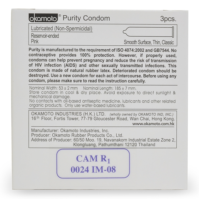 Bao Cao Su Okamoto Skinless Skin Purity Tinh Khiết Hộp 3 Cái