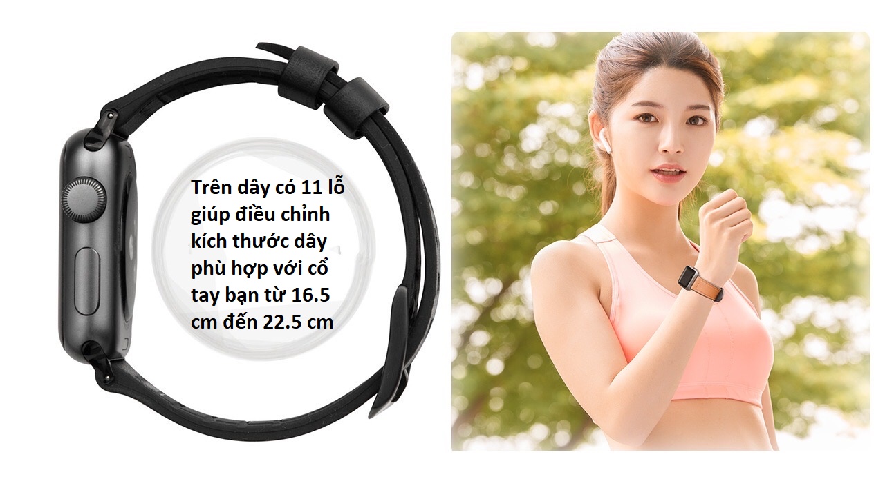 Dây đeo đồng hồ da chống thấm nước NETY dành cho Apple Watch Series1~5 38mm/40mm/42mm/44mm