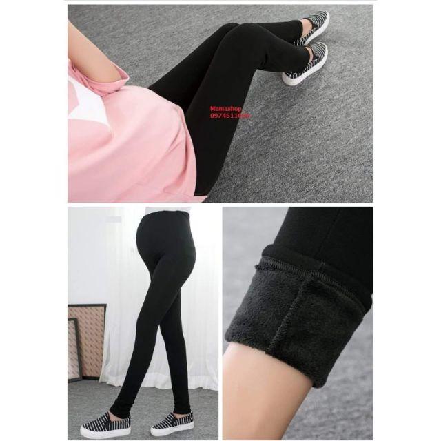 Quần legging bầu lót lông ấm áp