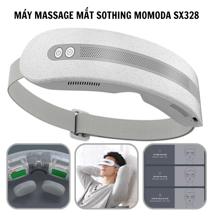 Máy massage mắt nóng lạnh Sothing Momoda SX328, 3 chế độ massage nóng lạnh, kết nối Bluetooth phát nhạc- Hàng chính hãng