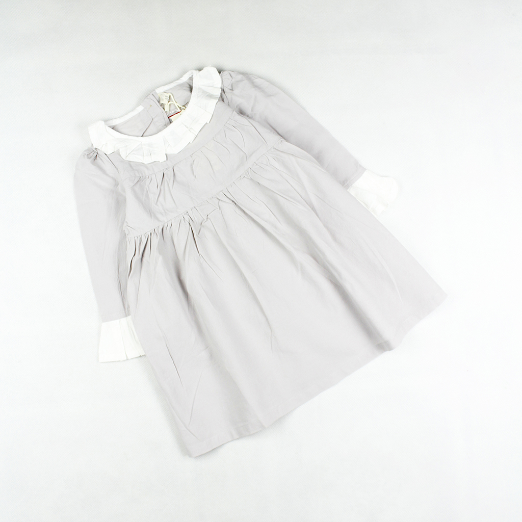 Đầm kate kiểu dáng babydoll nâu nhạt tay lỡ cho bé gái 4.5-8 tuổi từ 18 đến 26 kg 01444