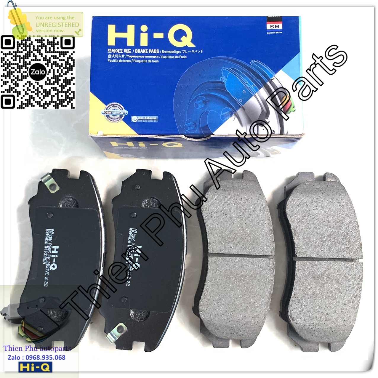 Má phanh chính hãng Hi-Q cho Avante / Elantra HD 05 -13 + Tucson 06-14. Bố thắng trước. OEM Brake Pad : 581012HA10
