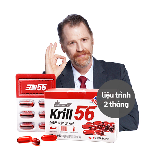 Dầu nhuyễn thể KRILL 56 cao cấp - Red Omega 3 công nghệ mới - liệu trình 2 tháng/ 2 hộp