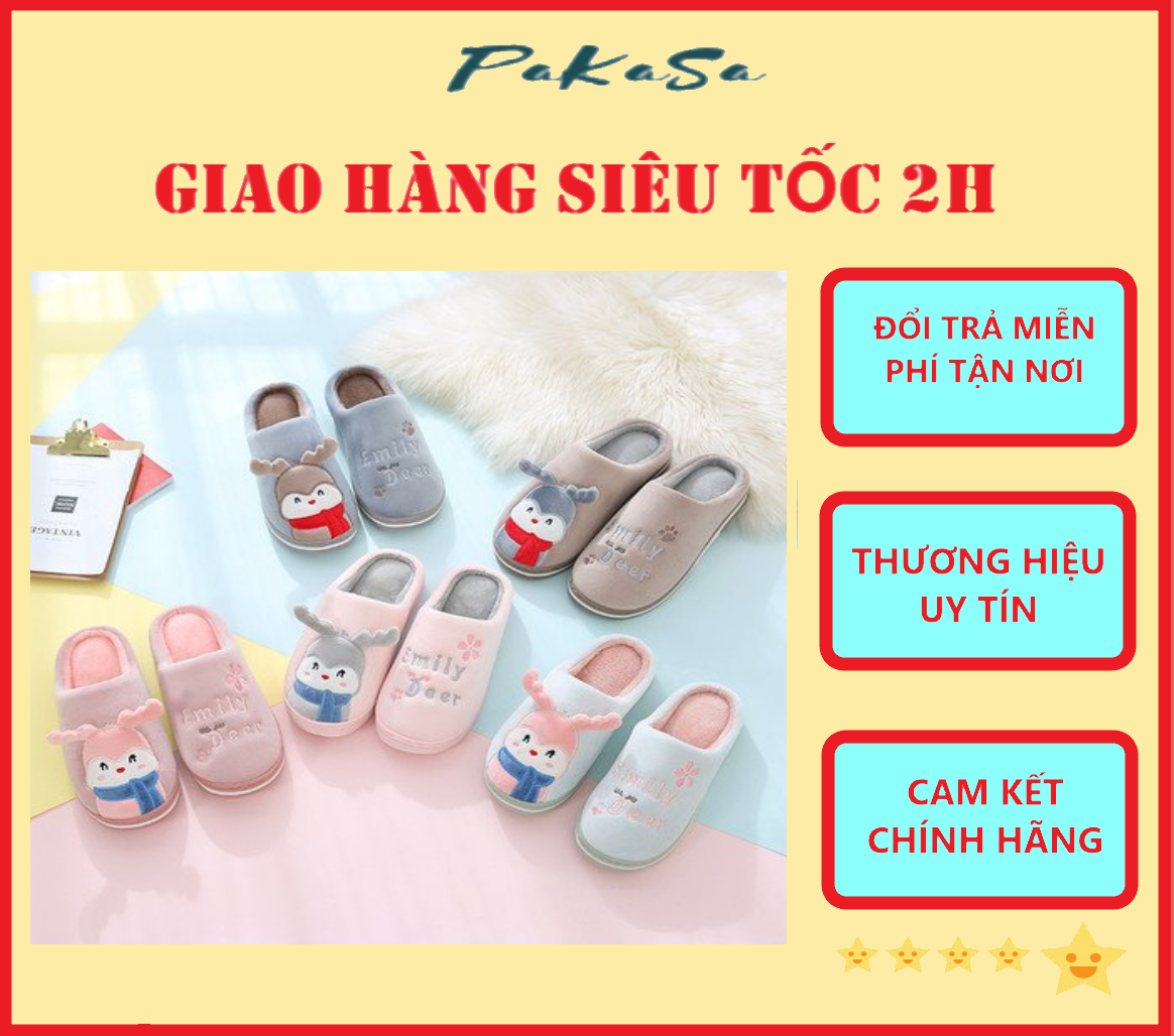 Dép Sục Lông hình Sừng Hươu Mềm Mại Mang Trong Nhà Siêu Ấm Cho Nữ - Hàng chính hãng ( Size 38-39)