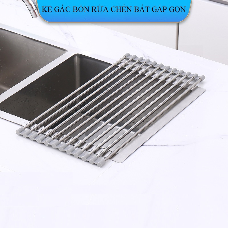 Kệ gác bồn rửa chén bát Inox 304 gấp gọn Latimax - Giá gác bồn rửa chén đa năng