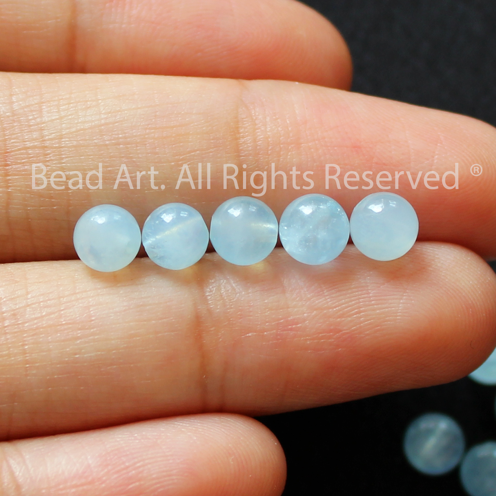4.5MM Đá Aquamarine Hải Lam Ngọc Tự Nhiên Xanh Biển Loại AB, Mệnh Thuỷ, Mộc, Phối Vòng Tay Phong Thuỷ, Chuỗi Hạt - Bead Art
