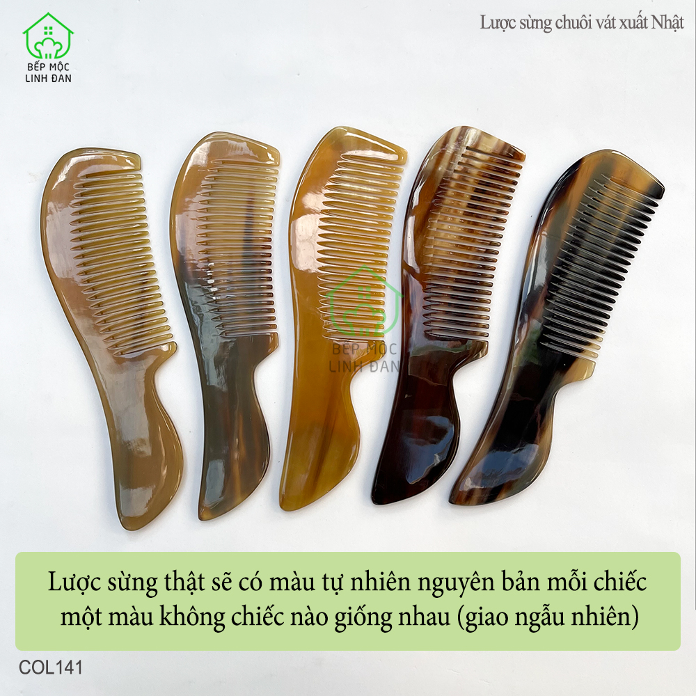 Lược Sừng Xuất Nhật Chuôi Vát Cỡ Nhỏ (Size: M-16cm) Tiện Dụng Bỏ Túi [COL141]