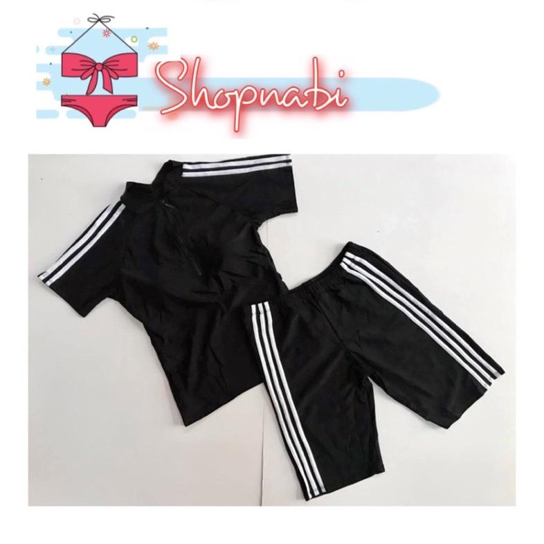 Đồ bơi học sinh nữ tay ngắn quần lửng kín đáo- Bikini đi biển big size 2 mảnh quần short- shopnabi TN2MSL_3SOC