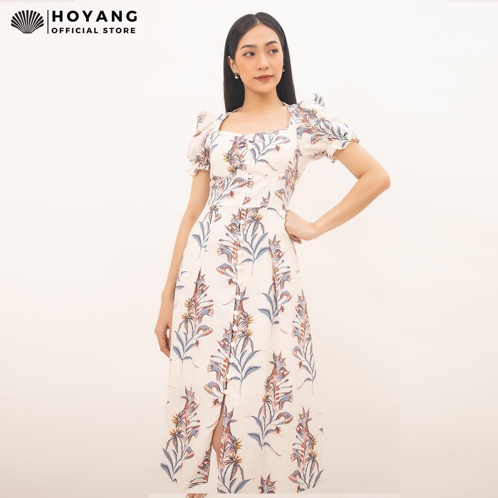 Váy Đầm Cổ Vuông Tay Phồng Vintage HOYANG DHY07