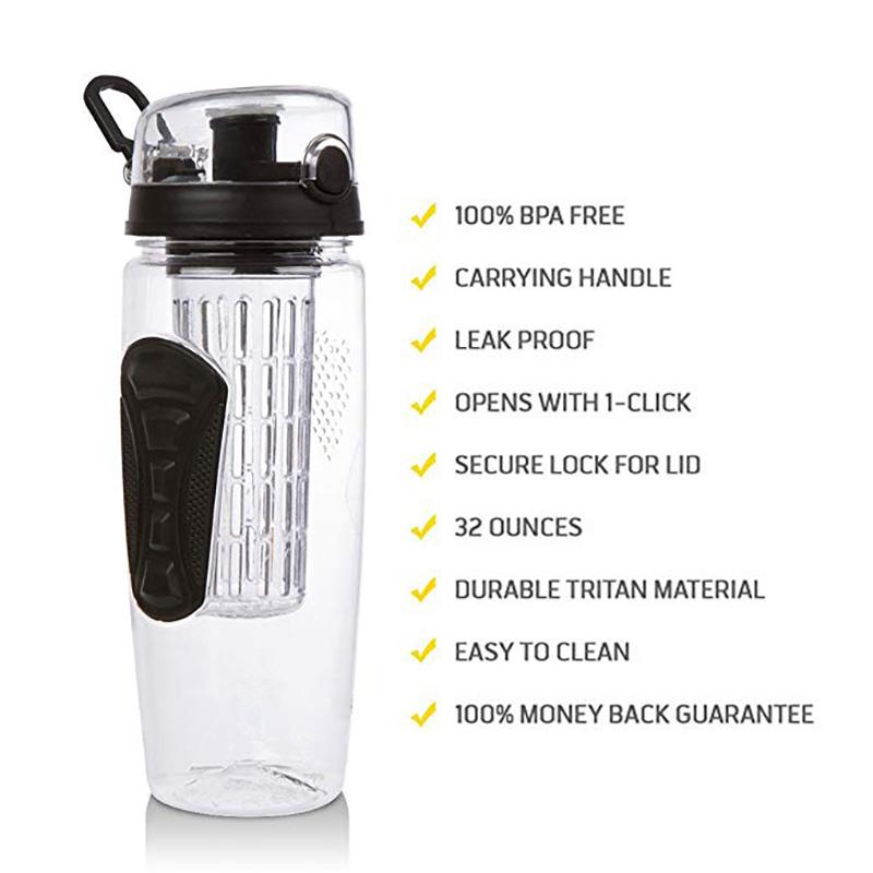 1000Ml Nước Trái Cây Bình Bpa Nhựa Thể Thao Trái Cây Gỉ Màng Nước Chai Với Gỉ Màng Nước Bình Lắc Uống Chai nước