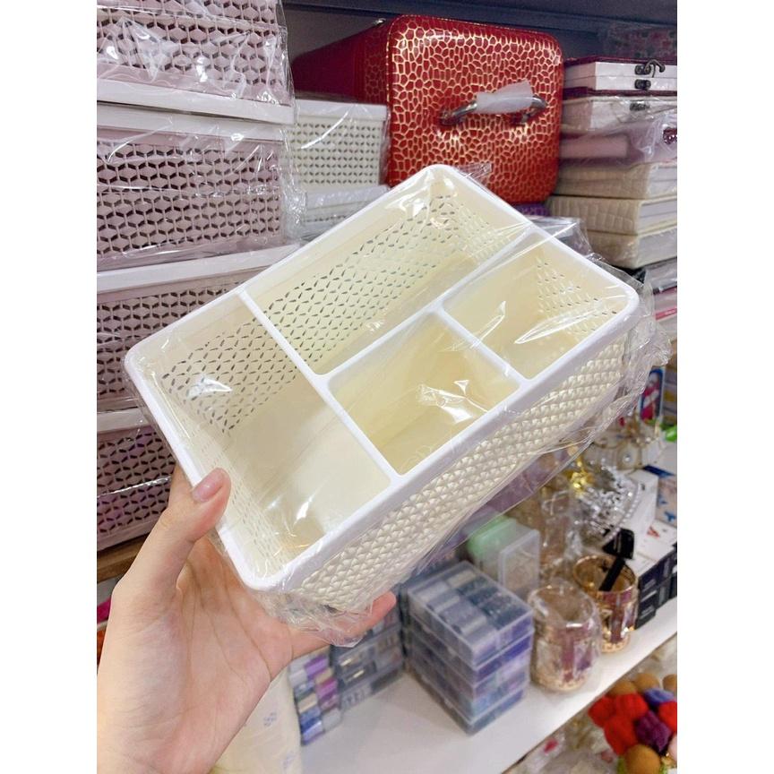 Hộp và rổ đựng dụng cụ làm nail nhựa dẻo abs chia 4 ngăn tiện lợi rộng rãi