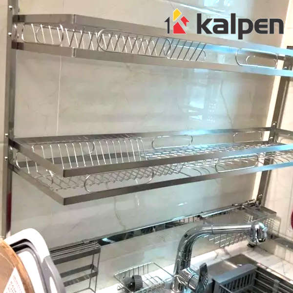 Kệ bát đĩa trên bồn rửa Inox 304 đa năng Kalpen 2 tầng size 85cm hàng chuẩn Đức