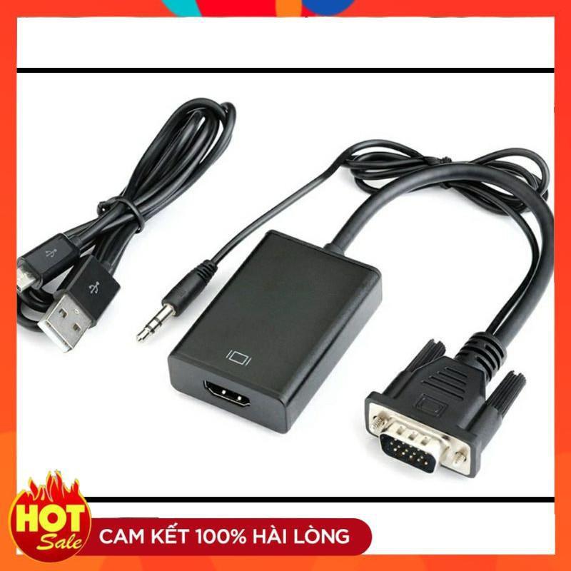 Cáp chuyển VGA to HDMI FULL HD có audio âm thanh 3.5-Đầu chuyển đổi tin hiệu Vga sang Hdmi có âm thanh audio _ Hàng Chính Hãng