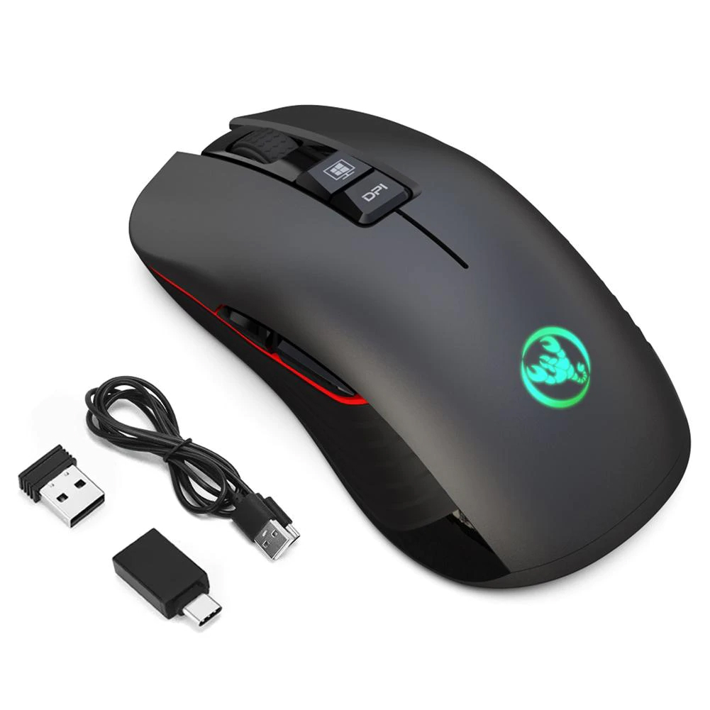 Chuột HXSJ T30 Không Dây Chuyên Dùng Cho Gamer, Văn Phòng Không Mỏi Cổ Tay, Đèn Nền 7 Màu, Độ Nhạy 3600DPI, Sử Dụng Pin Sạc 750mAh Cổng Type-C - Hàng Chính Hãng