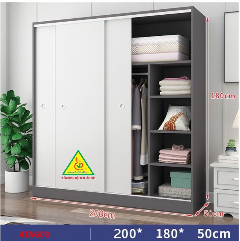 Tủ quần áo gỗ MDF 4TAG03 - Nội thất lắp ráp Viễn Đông ADV