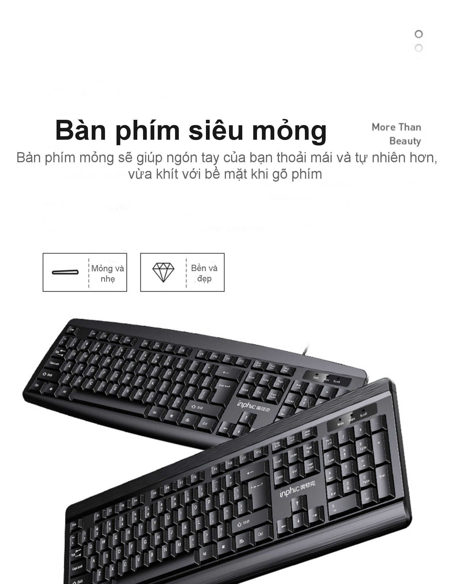 Bàn phím Inphic V580 dùng cho chơi game Máy tính để bàn Máy tính gia đình Cảm giác cơ học Không thấm nước - Hàng chính hãng