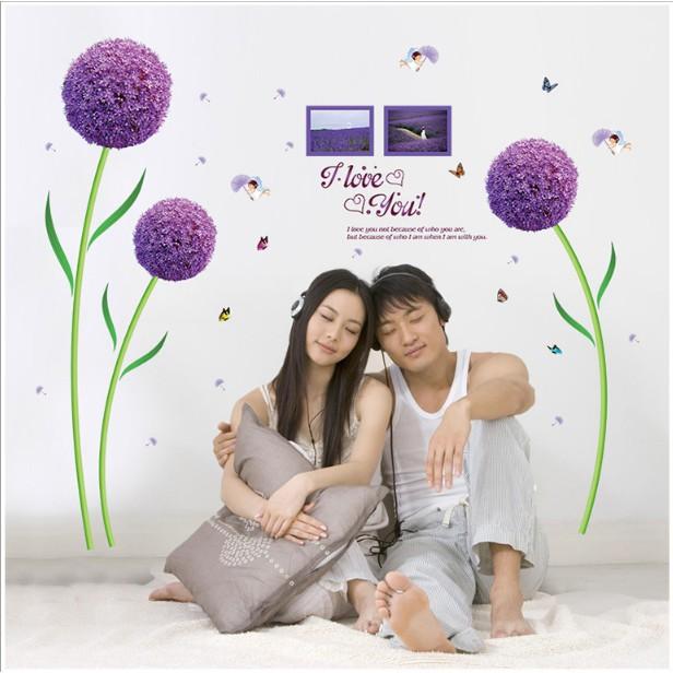 Decal trang trí tường - Bồ Công Anh Tím khung hình 02