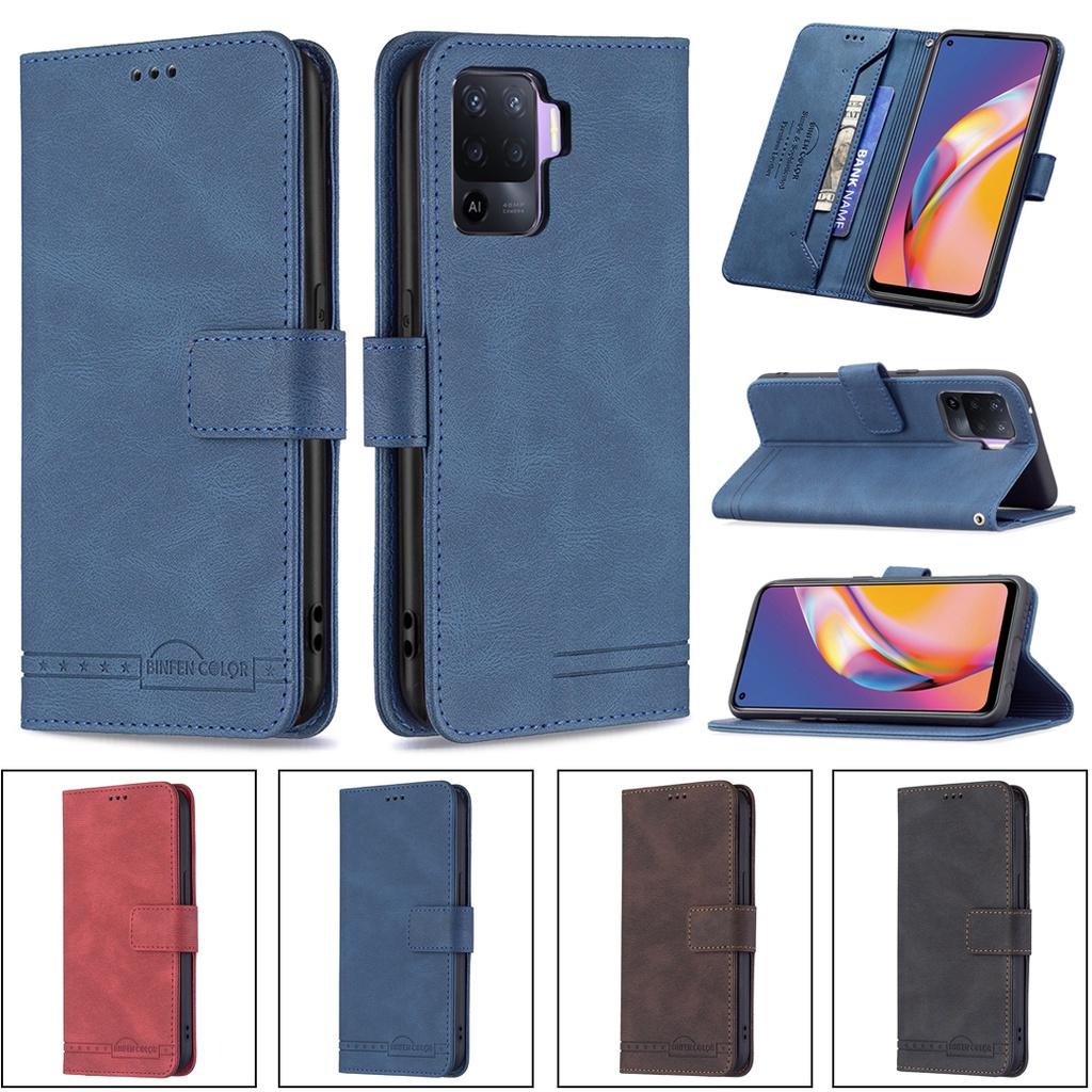 Ốp điện thoại da gập nam châm dành cho OPPO A16 A15 A52 A72 A92 A54 A55 A74 A94 F19 Pro Plus Reno 5F Reno5z 5G