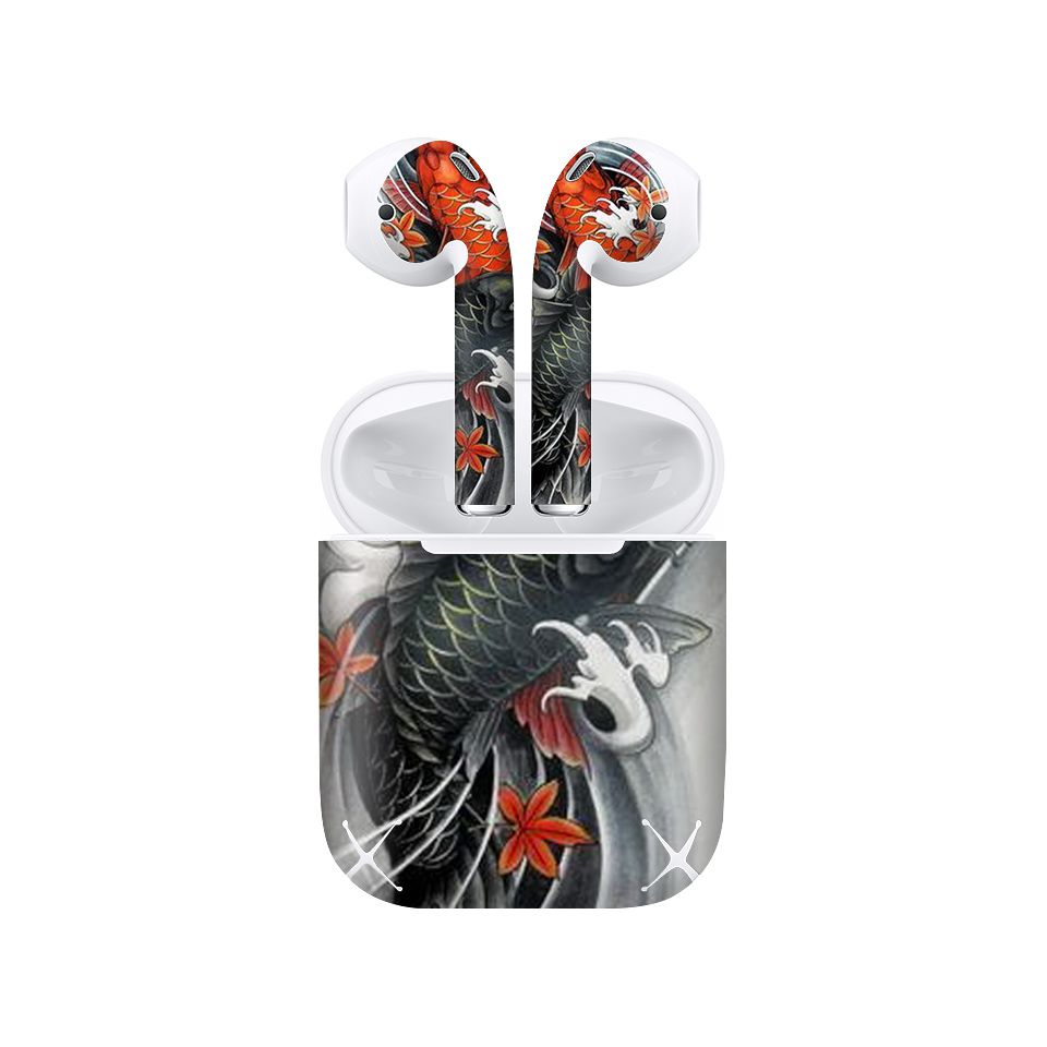 Miếng dán skin chống bẩn cho tai nghe AirPods in hình Cá chép - CHR008