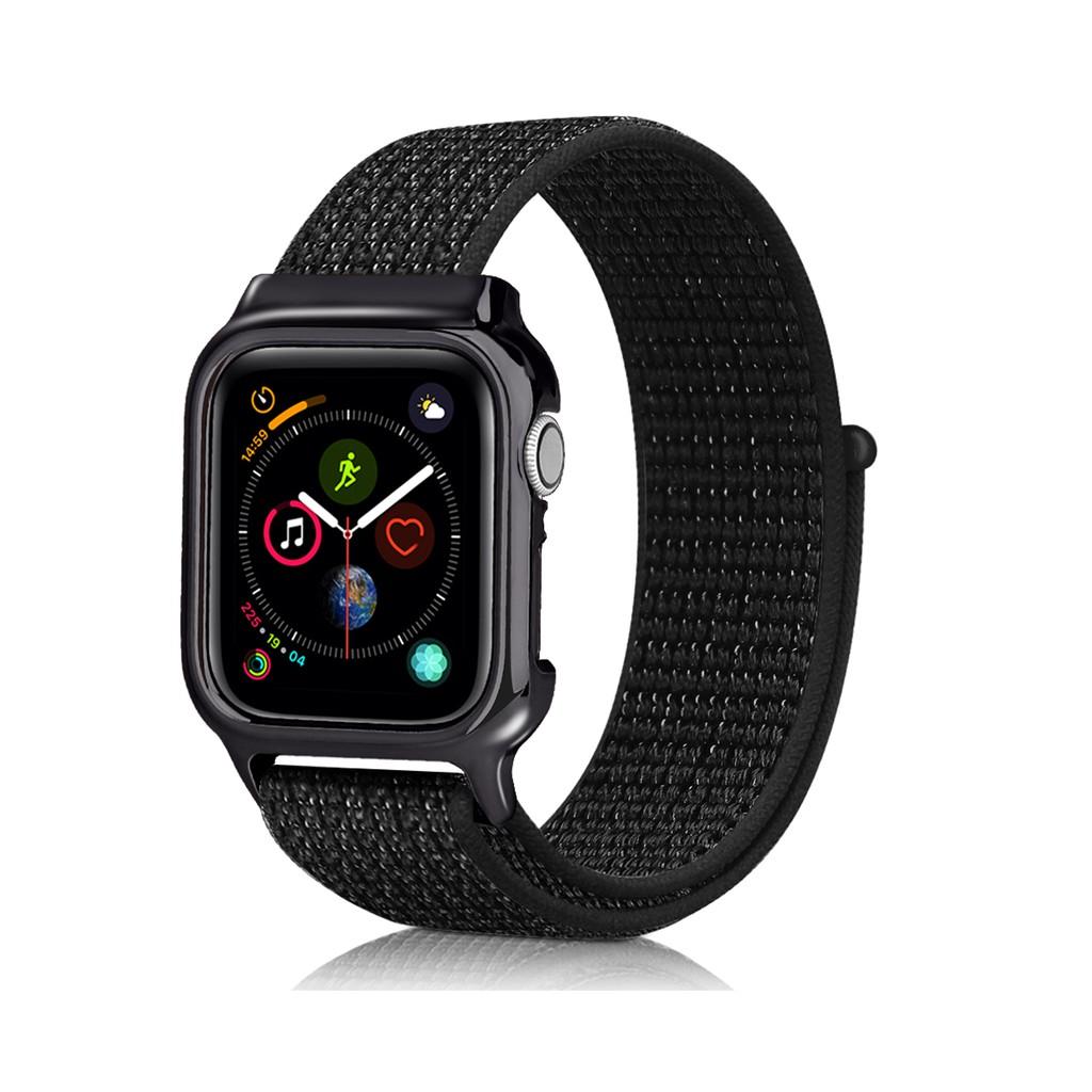 Vỏ bảo vệ kèm dây đeo nylon cho đồng hồ thông minh Apple Watch dòng thế hệ 4 5 40mm 44mm