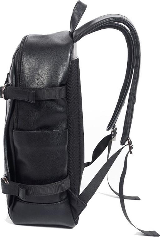 Ba Lô Học Sinh Da Unisex Đầu Sạc USB Đen