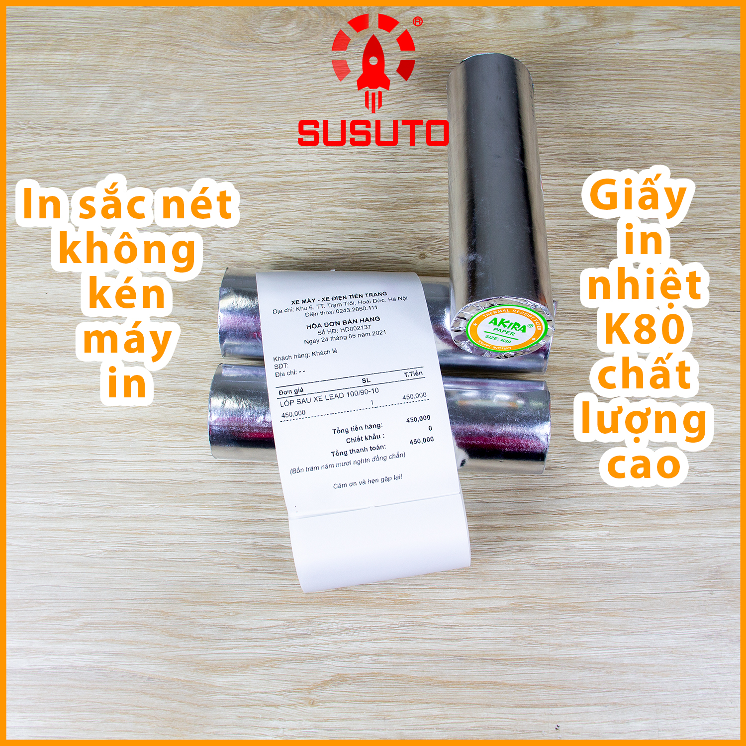 Cuộn giấy in nhiệt K80 (sử dụng cho máy in hóa đơn khổ 80) - Hàng chính hãng